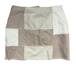 PACSUN Beige Brown Patchwork Denim Mini Skirt Size 27